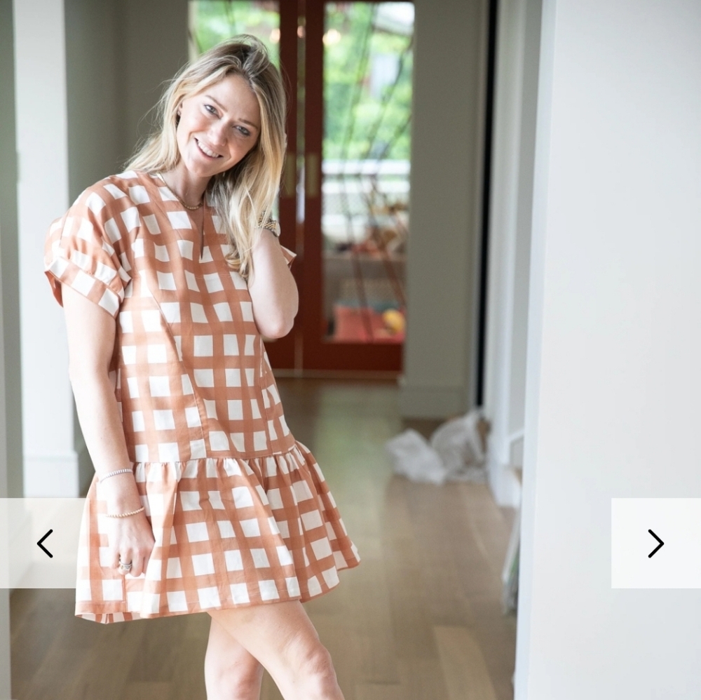 Checkered Mini Dress in Orange and White